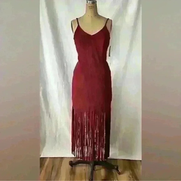 INC Faux suede fringe hem dress - Picture 2 of 5